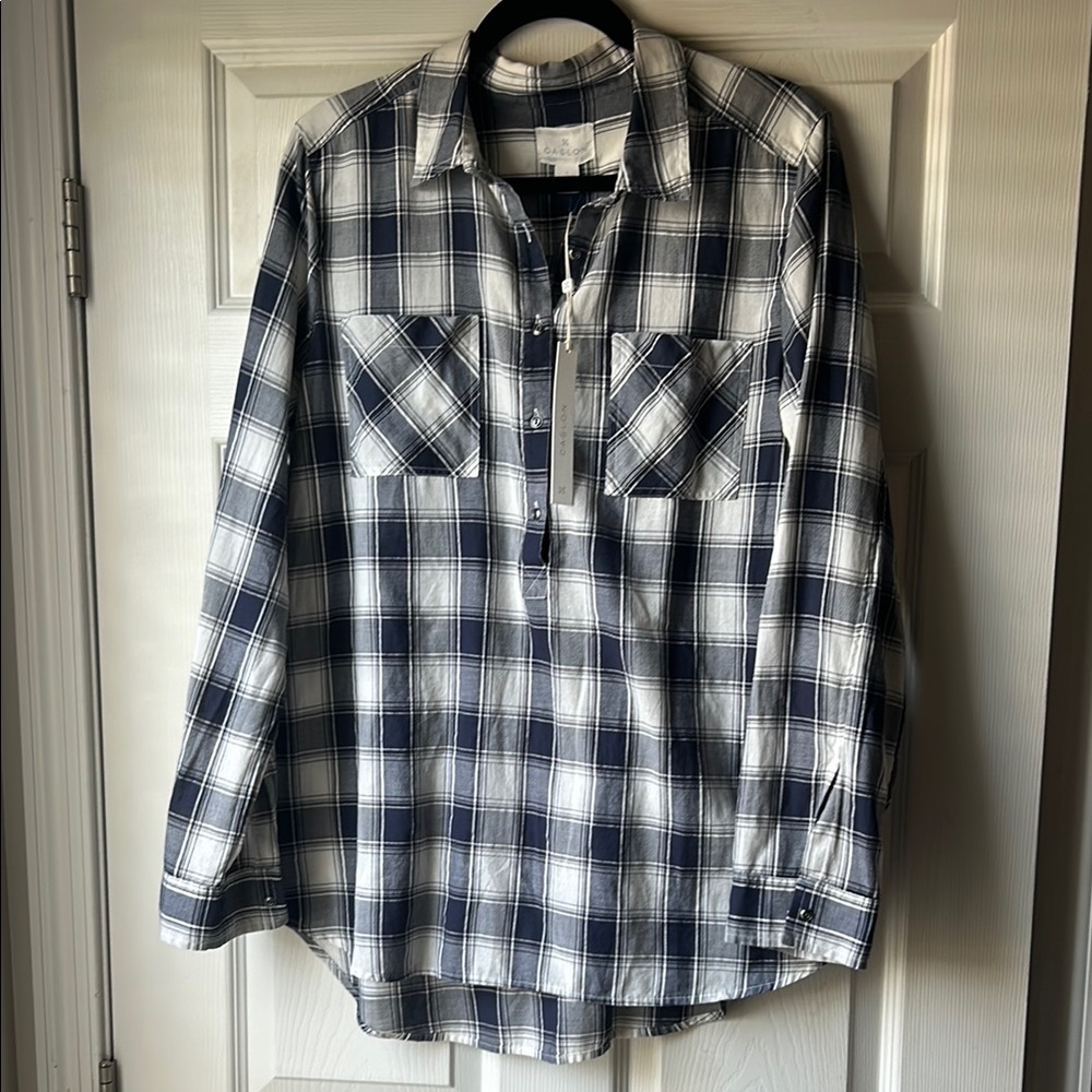 NWT Caslon from Nordstrom blue plaid top
